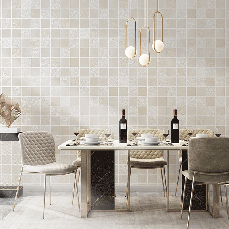 Modern Mosaic Tile Wallpaper Roll Light-Color Dining Room Wall Art, 33' L x 20.5