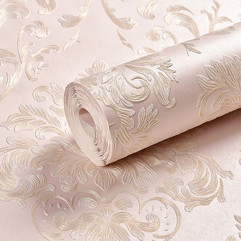 Leaf Jacquard Wallpaper Roll Luxurious Embossed Wall Covering in Soft Color for Accent Wall Clearhalo 'Wall Decor' 'Wallpaper' 1225332