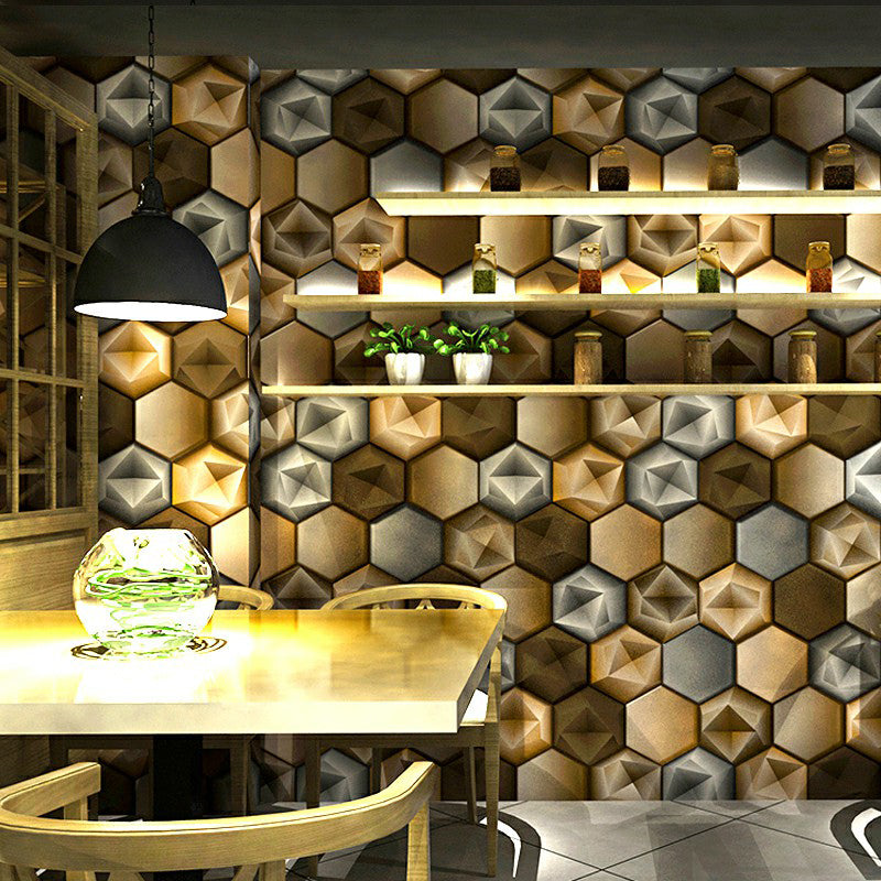 57.1-sq ft Geometric Wallpaper 3D Geometric Wall Covering in Pastel Color for Restaurant Tan Clearhalo 'Wall Decor' 'Wallpaper' 1225382