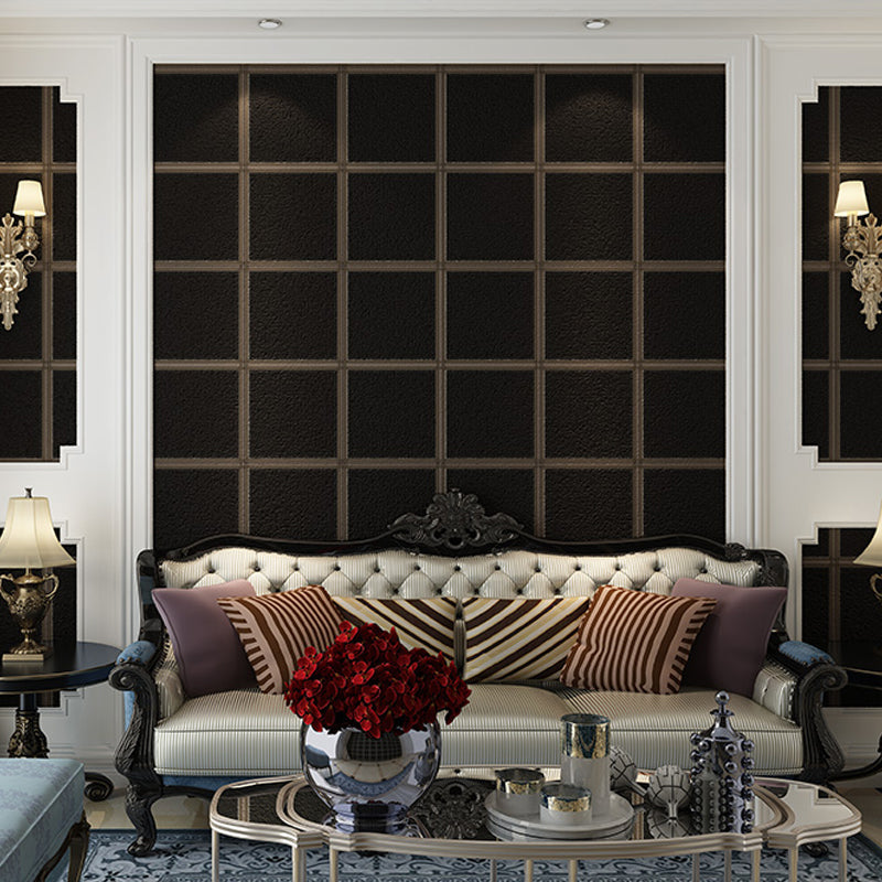 Dark Color Grid Wallpaper Moisture Resistant Modernist Living Room Wall Covering Brown Clearhalo 'Modern wall decor' 'Modern' 'Wallpaper' Wall Decor' 1225484