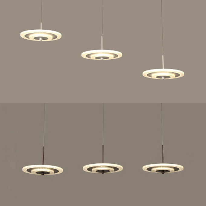 White/Brown Round Ceiling Light Modern LED 3/6-Light Acrylic Hanging Pendant in Warm/White/Natural Light Clearhalo 'Ceiling Lights' 'Modern Pendants' 'Modern' 'Pendant Lights' 'Pendants' Lighting' 123483
