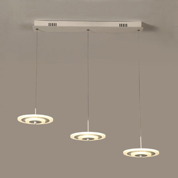 White/Brown Round Ceiling Light Modern LED 3/6-Light Acrylic Hanging Pendant in Warm/White/Natural Light 3 White Warm Clearhalo 'Ceiling Lights' 'Modern Pendants' 'Modern' 'Pendant Lights' 'Pendants' Lighting' 123484