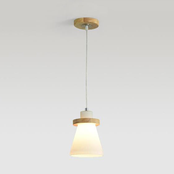 White Tapered Shade Hanging Lamp with Round Canopy Simple Style Milk Glass Pendant Lighting in White for Office 1 White Round Clearhalo 'Ceiling Lights' 'Glass shade' 'Glass' 'Modern Pendants' 'Modern' 'Pendant Lights' 'Pendants' Lighting' 125787