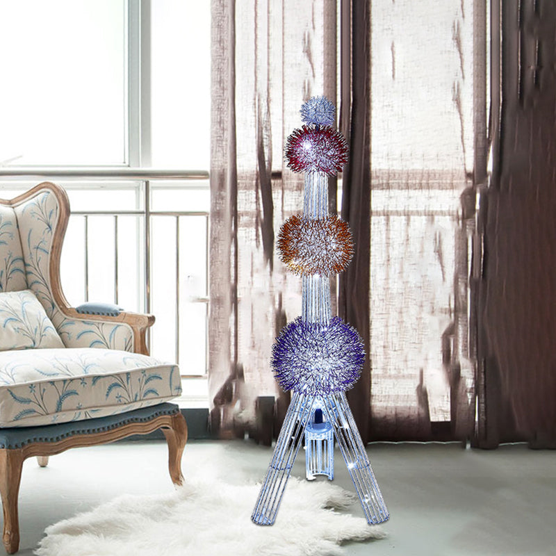 Decorative Global Tripod Floor Light LED Aluminum Standing Floor Lamp in Blue-Purple-Yellow Blue-Purple-Yellow Clearhalo 'Floor Lamps' 'Lamps' Lighting' 1272253