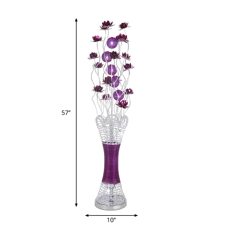 LED Slim Column Bloom Floor Lamp Art Decor Purple Aluminum Standing Lighting in Warm/White Light Clearhalo 'Floor Lamps' 'Lamps' Lighting' 1272304