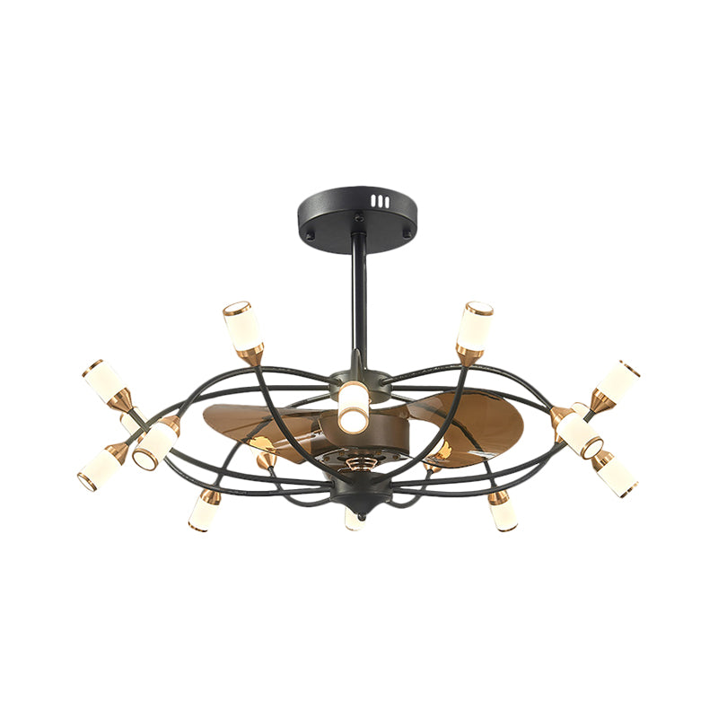 Curved Arm Metallic Semi Flush Mount Contemporary 16-Head 35.5