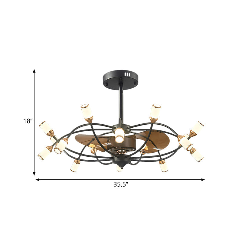 Curved Arm Metallic Semi Flush Mount Contemporary 16-Head 35.5