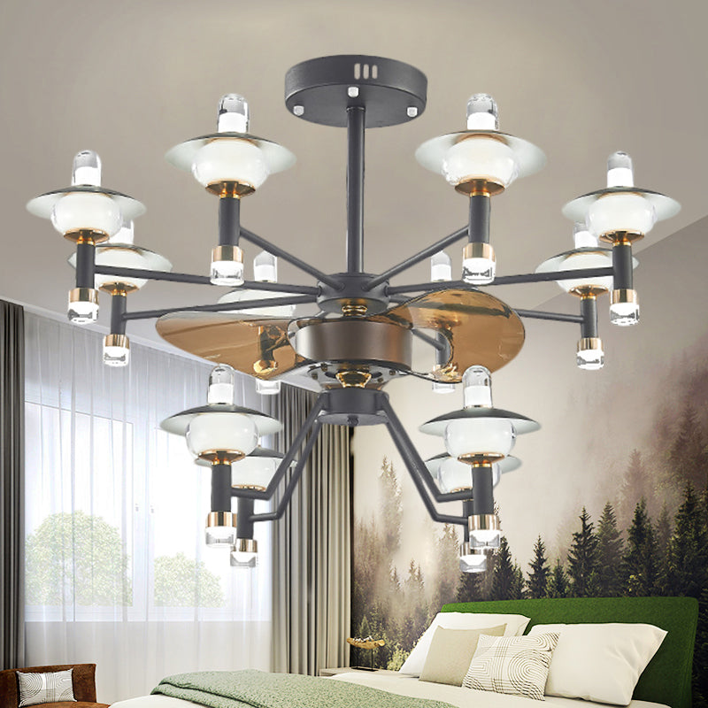 Radial Ceiling Fan Light Modernist Metallic 36.5