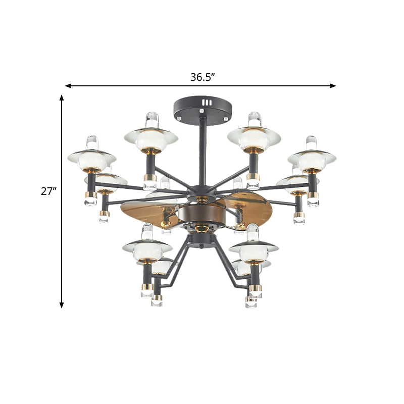 Radial Ceiling Fan Light Modernist Metallic 36.5