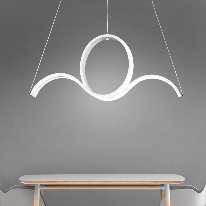 Twisting Acrylic Pendulum Light Minimalist LED White Pendant Chandelier in Warm/White Light for Dining Room White Clearhalo 'Ceiling Lights' 'Chandeliers' 'Modern Chandeliers' 'Modern' Lighting' 1273213