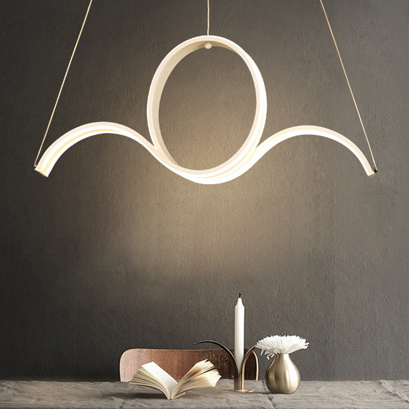 Twisting Acrylic Pendulum Light Minimalist LED White Pendant Chandelier in Warm/White Light for Dining Room Clearhalo 'Ceiling Lights' 'Chandeliers' 'Modern Chandeliers' 'Modern' Lighting' 1273214