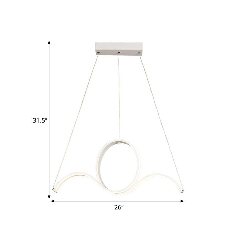 Twisting Acrylic Pendulum Light Minimalist LED White Pendant Chandelier in Warm/White Light for Dining Room Clearhalo 'Ceiling Lights' 'Chandeliers' 'Modern Chandeliers' 'Modern' Lighting' 1273216