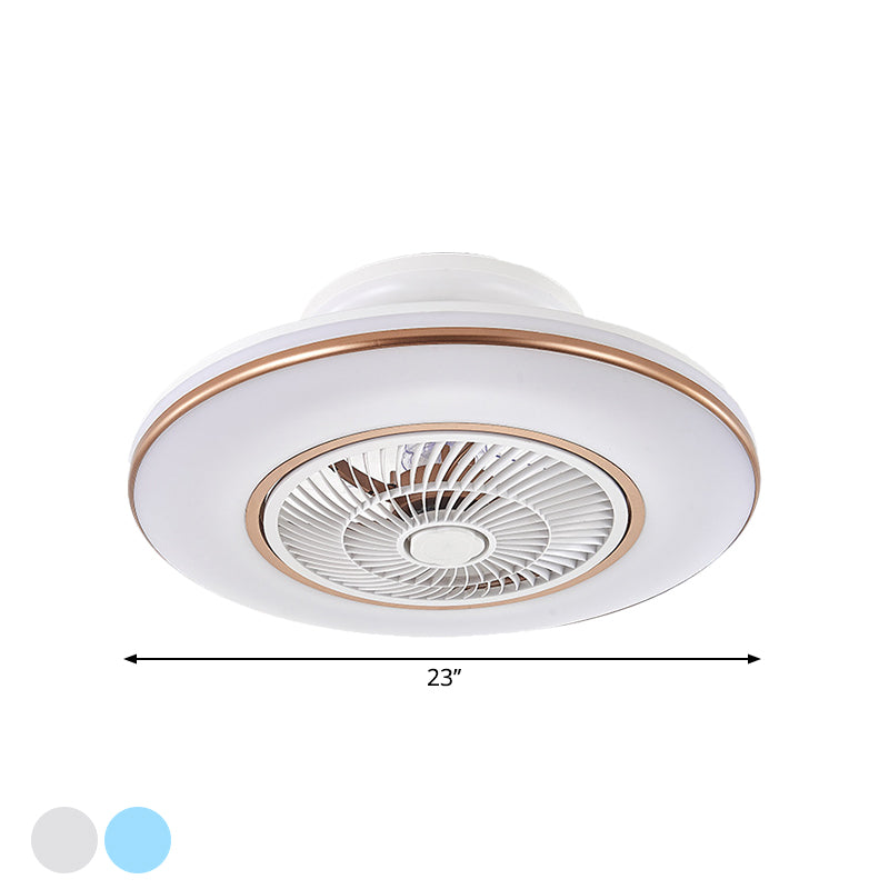 Blue/Gold Round Pendulum Fan Lamp Fixture Modernism LED Acrylic Semi Mount Lighting, 23
