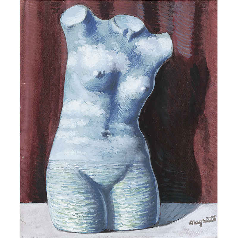 Large Surrealism Wall Murals Red-Blue Rene Magritte Naked Woman Drawing Wall Decor, Custom Size Clearhalo 'Wall Decor' 'Wall Mural' 1273418