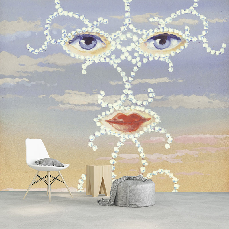 Full-Size Surreal Wall Paper Murals Pastel Color Rene Magritte Sheherazade Painting Wall Decor, Custom Print Clearhalo 'Wall Decor' 'Wall Mural' 1273681