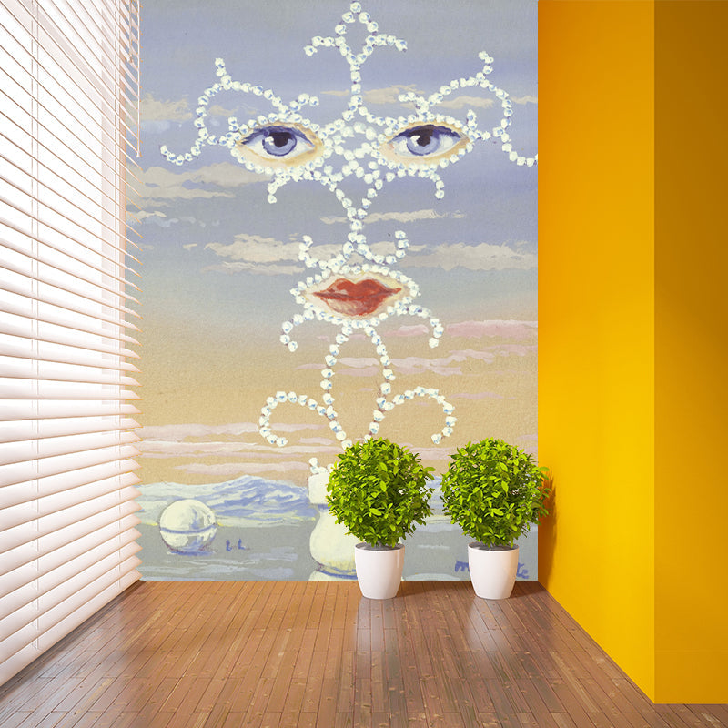 Full-Size Surreal Wall Paper Murals Pastel Color Rene Magritte Sheherazade Painting Wall Decor, Custom Print Clearhalo 'Wall Decor' 'Wall Mural' 1273682