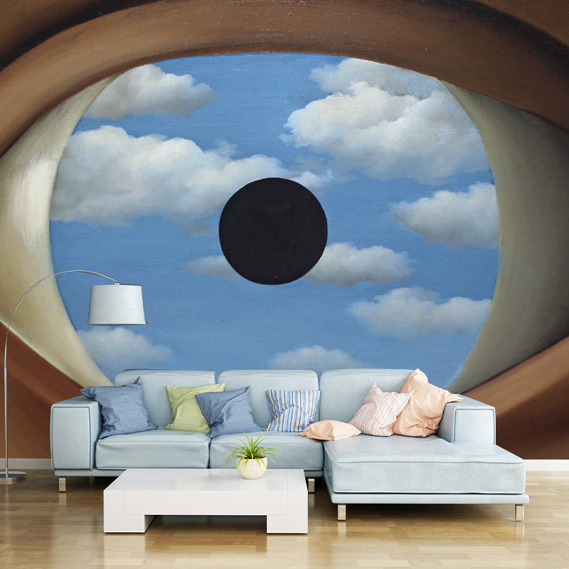 Blue-Brown Surrealism Mural Decal Full-Size Eye in the Sky Wall Covering for Living Room Clearhalo 'Wall Decor' 'Wall Mural' 1273725