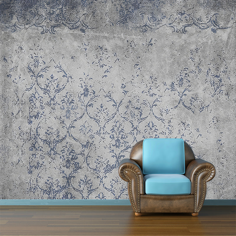 Rural Floral Print Murals Wallpaper Dark Color Living Room Wall Decor, Made to Measure Clearhalo 'Wall Decor' 'Wall Mural' 1273816