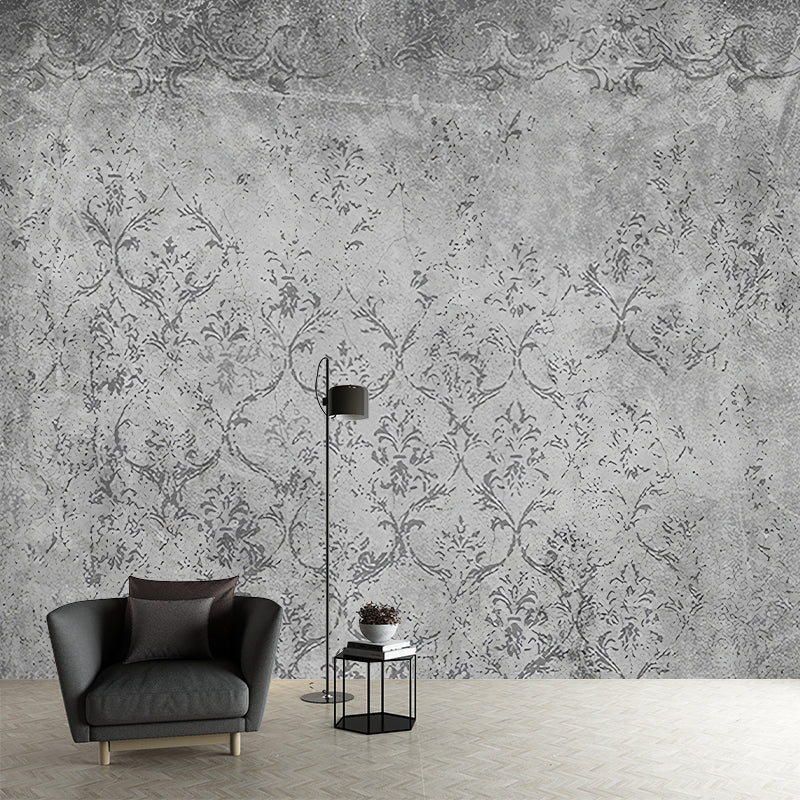 Rural Floral Print Murals Wallpaper Dark Color Living Room Wall Decor, Made to Measure Clearhalo 'Wall Decor' 'Wall Mural' 1273821