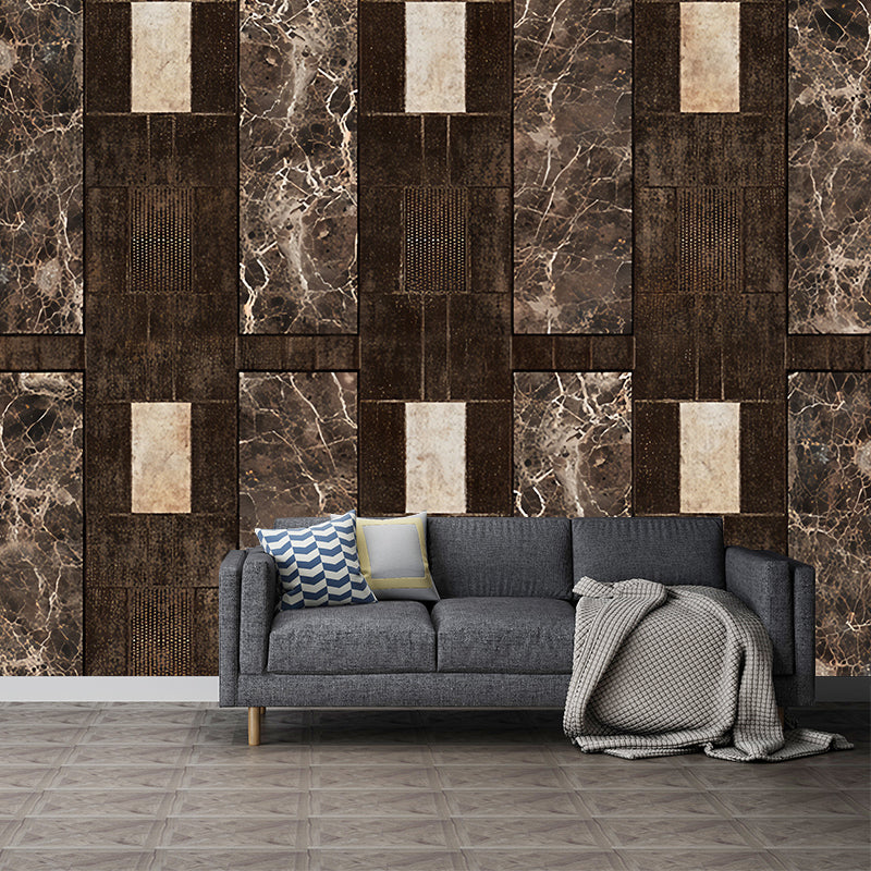 Dark Brown Marble Wallpaper Murals Moisture Resistant Rustic Living Room Wall Art Clearhalo 'Wall Decor' 'Wall Mural' 1273829