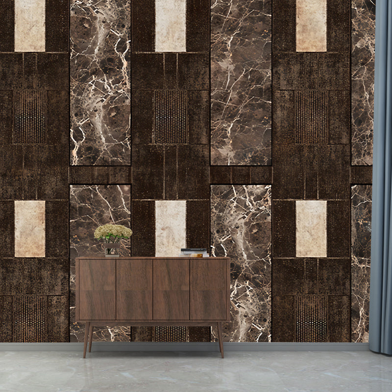 Dark Brown Marble Wallpaper Murals Moisture Resistant Rustic Living Room Wall Art Clearhalo 'Wall Decor' 'Wall Mural' 1273830