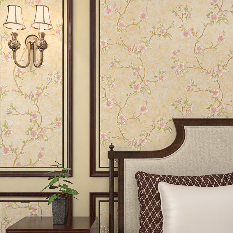 Cottage Blooming Apricot Wallpaper Light-Pink Bedroom Wall Decor, 33' L x 20.5