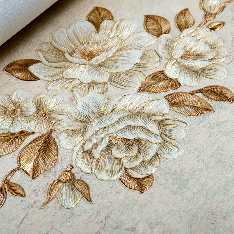 Elegant Blossoming Peony Wallpaper for Bedroom Flower Wall Covering, 33' L x 20.5