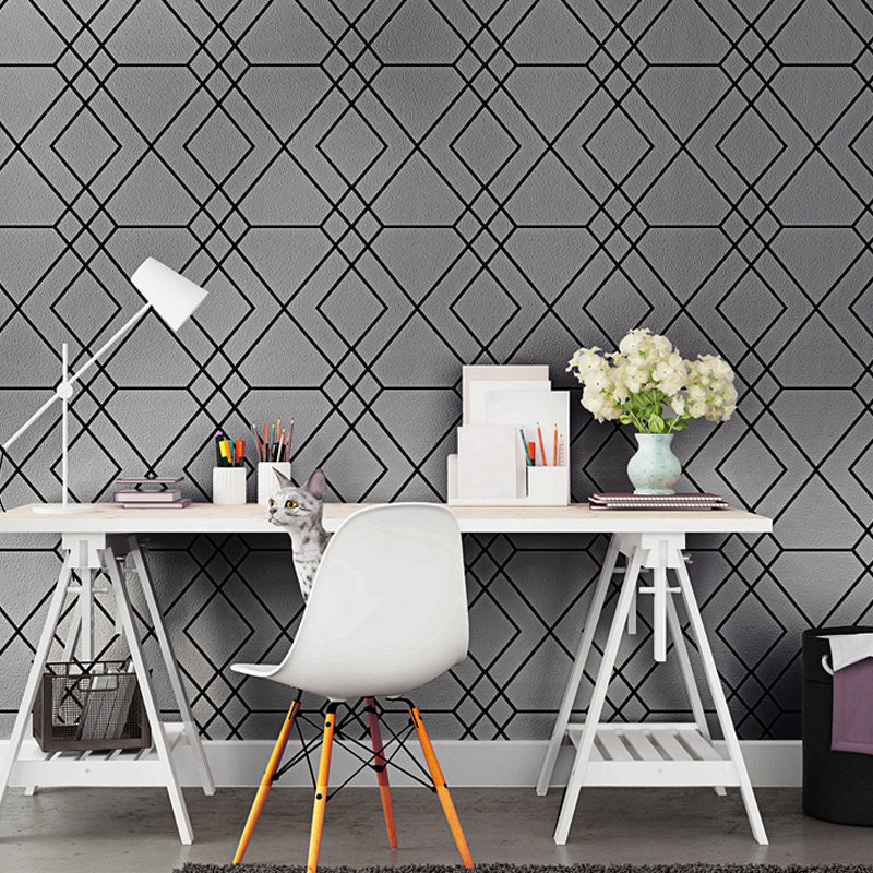 Geo Lattice Wallpaper Roll Contemporary Smooth Surface Wall Decoration in Light Color Dark Gray Clearhalo 'Modern wall decor' 'Modern' 'Wallpaper' Wall Decor' 1274363