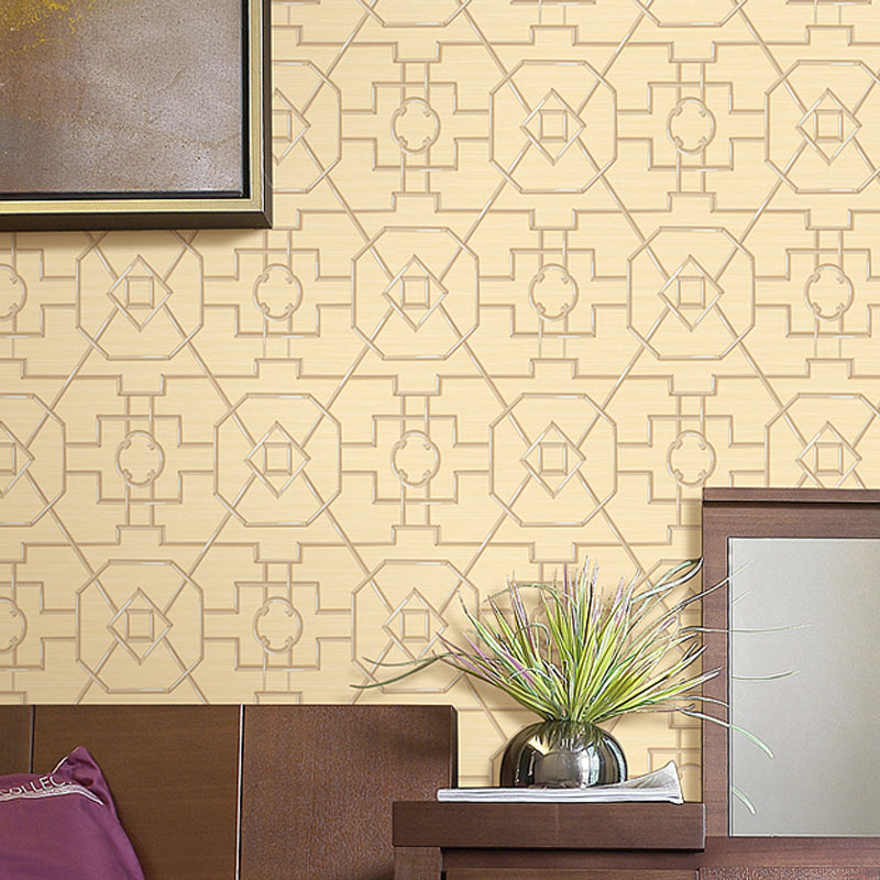 Waterproof Geometric Wallpaper Non-Woven Fabric Modern Style Wall Art for Bedroom Yellow Clearhalo 'Modern wall decor' 'Modern' 'Wallpaper' Wall Decor' 1274375