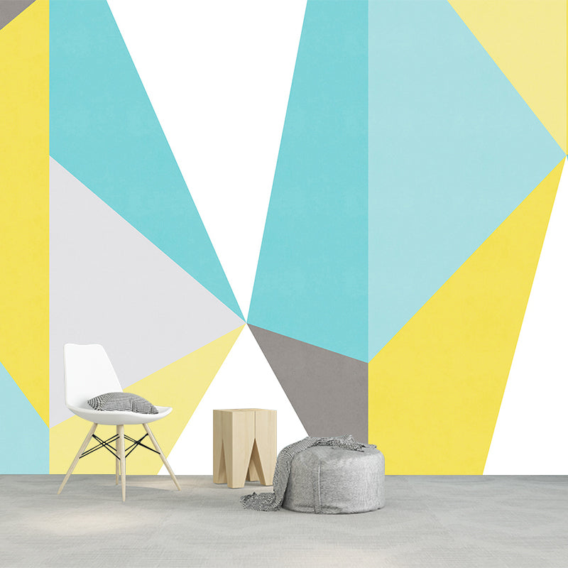 Mid Century Triangle Wall Murals Multicolored Geometric Wall Covering for Living Room Clearhalo 'Wall Decor' 'Wall Mural' 1274437