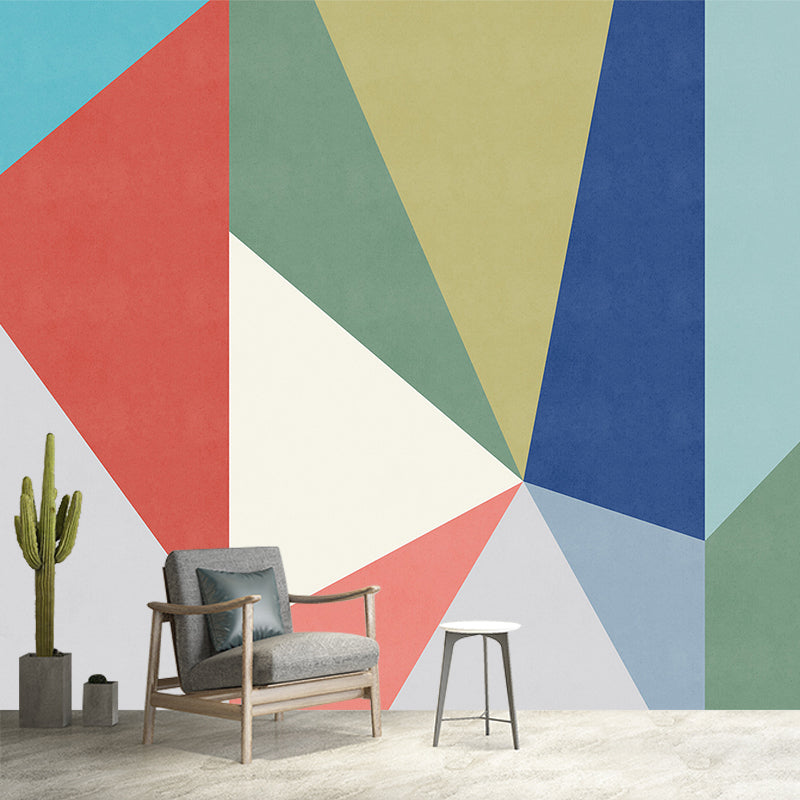 Mid Century Triangle Wall Murals Multicolored Geometric Wall Covering for Living Room Clearhalo 'Wall Decor' 'Wall Mural' 1274442