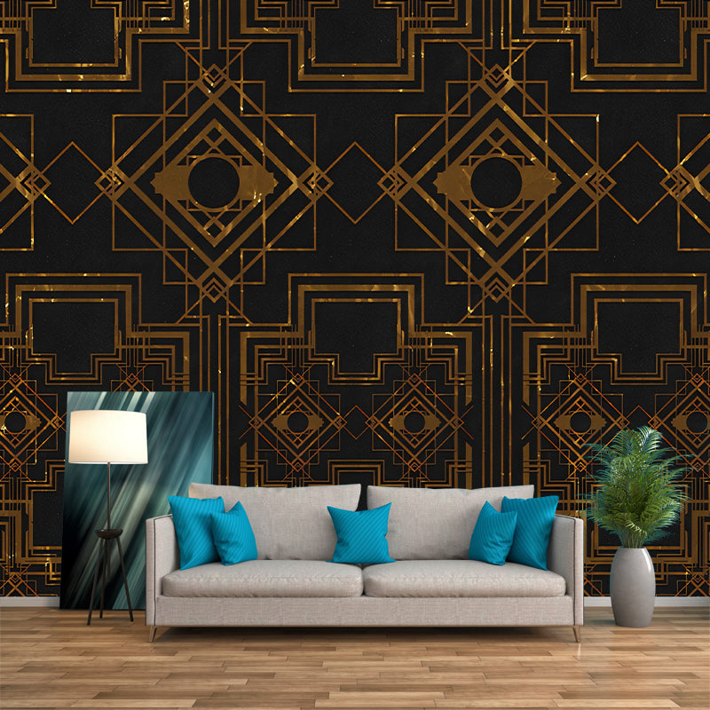 Contemporary Geometric Wall Mural Decal for Living Room Customized Wall Covering in Dark Color Clearhalo 'Wall Decor' 'Wall Mural' 1274462