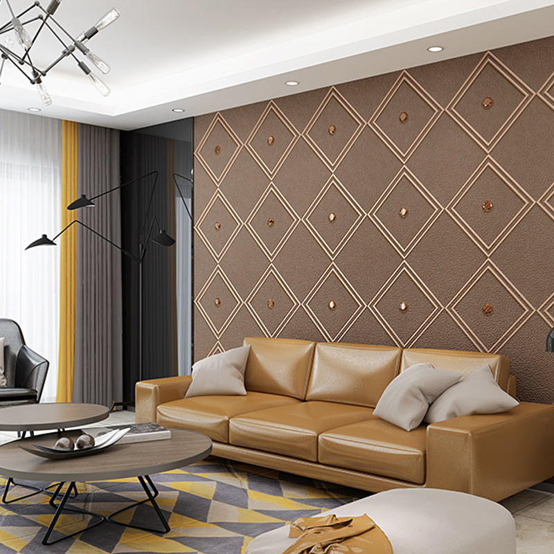 Flock Moisture Resistant Wallpaper Contemporary Trellis Patterned Wall Art for Living Room Dark Coffee Clearhalo 'Modern wall decor' 'Modern' 'Wallpaper' Wall Decor' 1274534