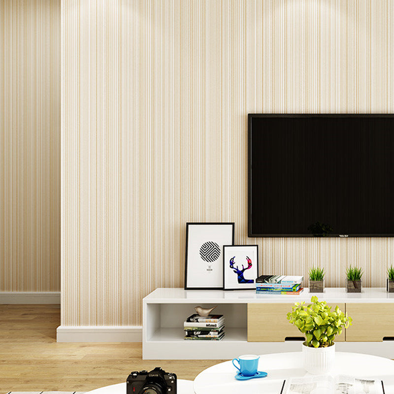 Ticking Stripe Wallpaper Soft Color Minimalist Wall Decor for Living Room, 33' x 20.5