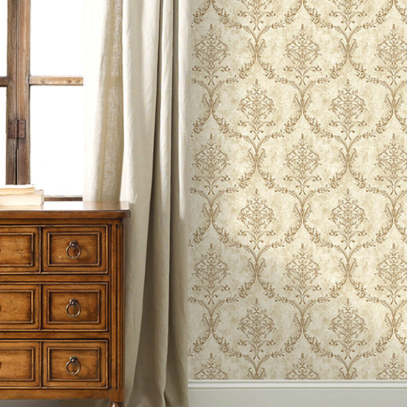 Embossed Soft Color Wallpaper Vintage Style Jacquard Wall Art for Bedroom, 33' L x 20.5