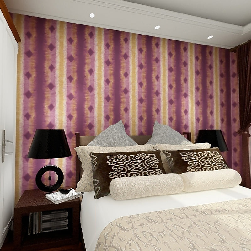 Diamond Pattern Ombre Wallpaper Contemporary Vinyl Wall Art in Purple for Bedroom Purple Clearhalo 'Modern wall decor' 'Modern' 'Wallpaper' Wall Decor' 1277637