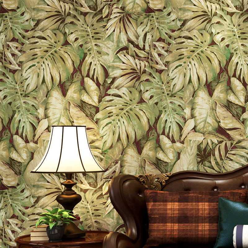 Paper Printed Unpasted Wallpaper Tropical Foliage Wall Covering in Green for Home Green Clearhalo 'Wall Decor' 'Wallpaper' 1277760