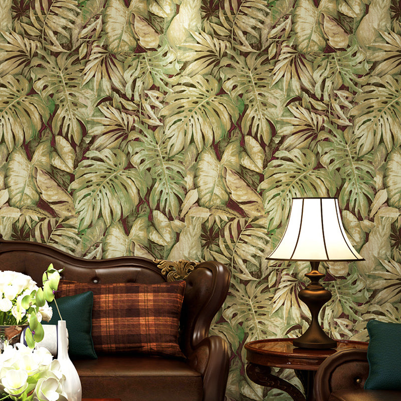 Paper Printed Unpasted Wallpaper Tropical Foliage Wall Covering in Green for Home Clearhalo 'Wall Decor' 'Wallpaper' 1277761