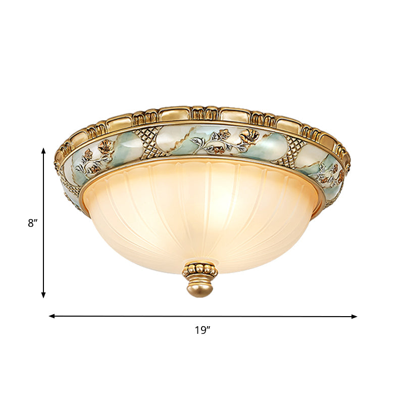 Traditional Dome Shade Flush Mount 3 Heads 15