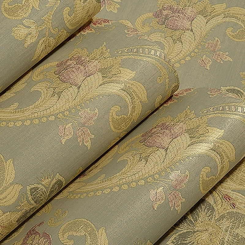 Paper Light-Color Wallpaper Antique Style Jacquard Wall Covering, 33' L x 20.5