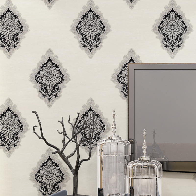 Medallion Jacquard Wallpaper Roll Nostalgic 3D Embossed Wall Decoration in Soft Color Black Clearhalo 'Vintage wall decor' 'Vintage' 'Wallpaper' Wall Decor' 1284406