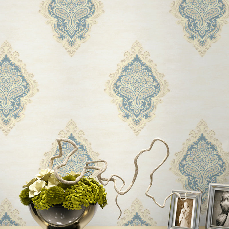 Medallion Jacquard Wallpaper Roll Nostalgic 3D Embossed Wall Decoration in Soft Color Blue Clearhalo 'Vintage wall decor' 'Vintage' 'Wallpaper' Wall Decor' 1284410