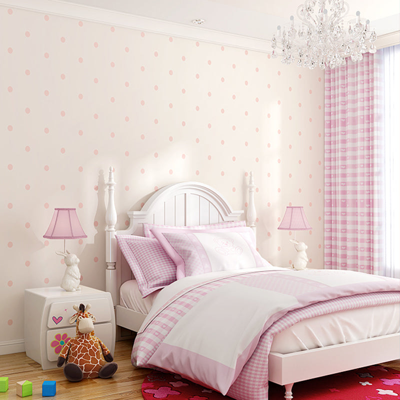 Minimalist Polka Dots Wallpaper Light-Color Moisture Resistant Wall Covering for Nursery Light Pink Clearhalo 'Wall Decor' 'Wallpaper' 1284791