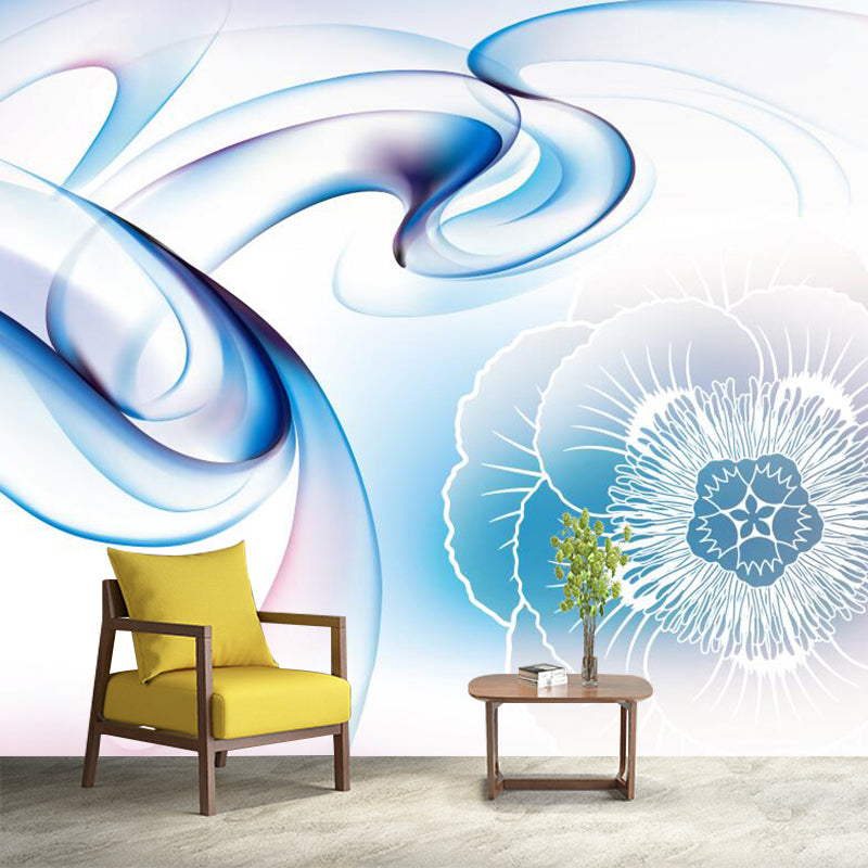 Illustration Flower Wall Paper Mural Large Wall Covering for Bedroom, Made to Measure Clearhalo 'Wall Decor' 'Wall Mural' 1284843