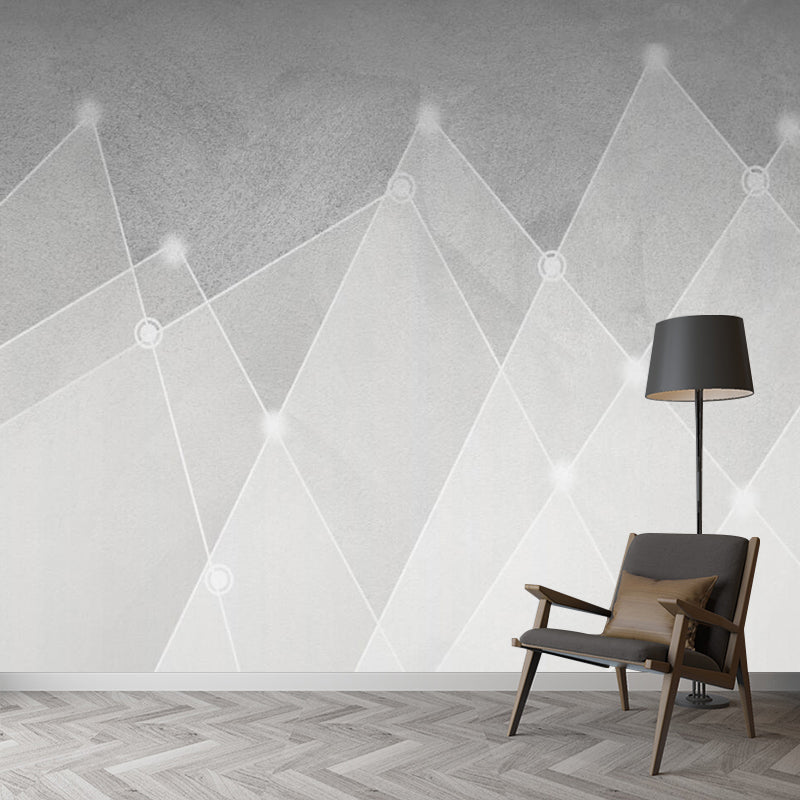 Grey-White Cone Wall Murals Decal Moisture Resistant Simple Living Room Wall Art Clearhalo 'Wall Decor' 'Wall Mural' 1284848