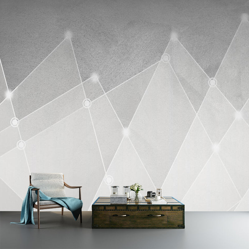 Grey-White Cone Wall Murals Decal Moisture Resistant Simple Living Room Wall Art Clearhalo 'Wall Decor' 'Wall Mural' 1284849