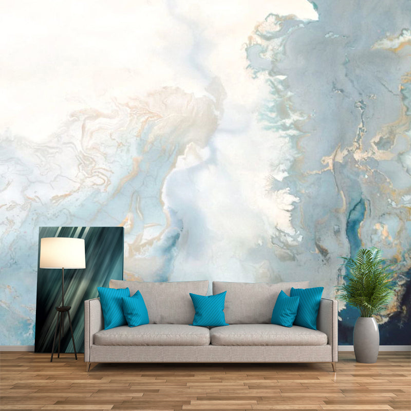 Grey-Blue Smoke Look Murals Decal Abstract Artistic Waterproof Wall Decor for Bedroom Gray-Blue Clearhalo 'Wall Decor' 'Wall Mural' 1284852