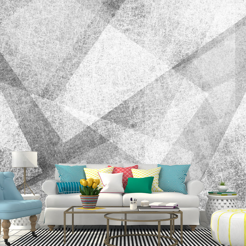 Geometric Sketch Wall Covering Murals Minimalist Non-Woven Cloth Wall Decor in Grey Clearhalo 'Wall Decor' 'Wall Mural' 1284869