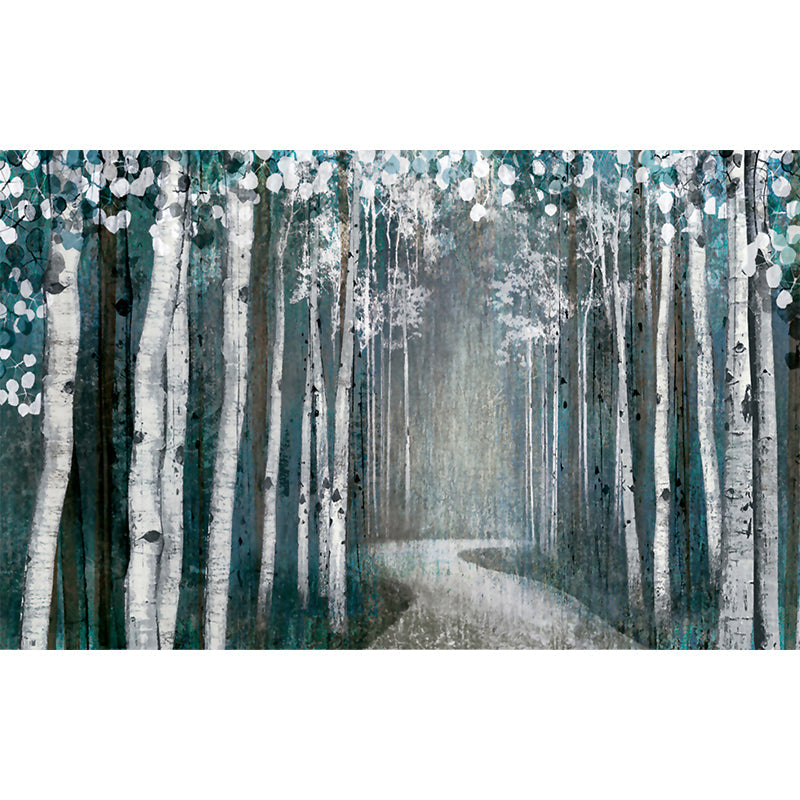 Forest Path Painting Murals Grey-Green Modern Art Wall Decoration for Living Room Clearhalo 'Wall Decor' 'Wall Mural' 1284911