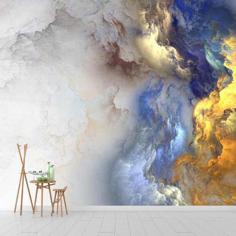 Yellow-Blue Cloud Mural Wallpaper Abstract Decorative Waterproof Wall Covering for Home Clearhalo 'Wall Decor' 'Wall Mural' 1284928